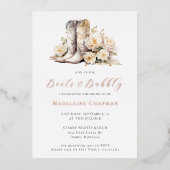 Stiefel & Bubbly Elegantes Brautparty Folieneinladung (Vorderseite)