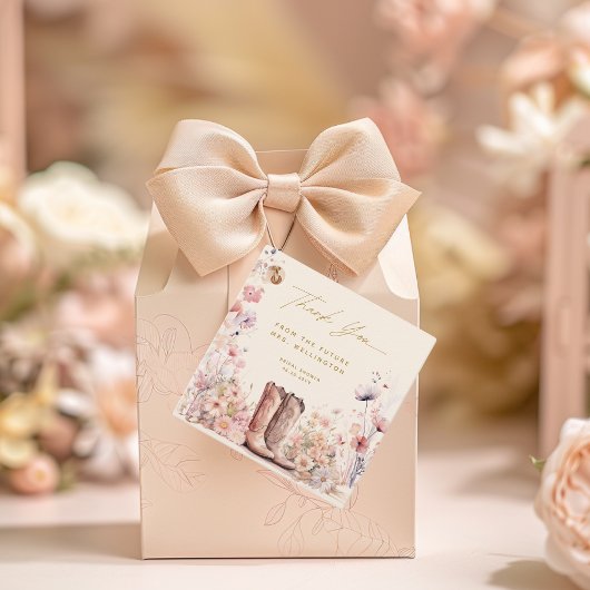 Stiefel & Bubbly Floral Cowgirl Brautparty Geschenkanhänger