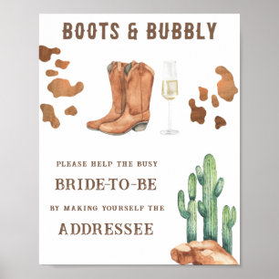 Stiefel & Bubbly helfen der beschäftigten Braut be Poster
