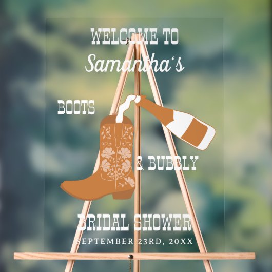 Stiefel Bubbly Rustic Western Country Brautparty Acrylschild (Neutral)