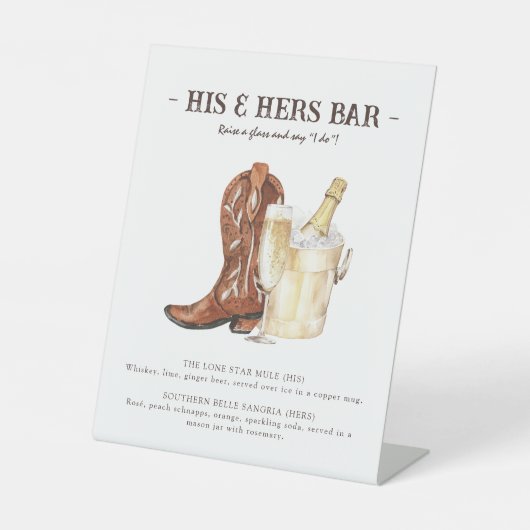 Stiefel & Bubbly Rustikale Western Bar signieren Sockelschild (Vorderseite)