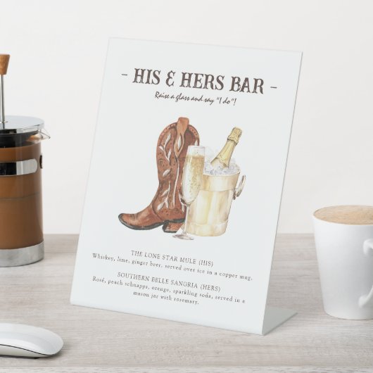 Stiefel & Bubbly Rustikale Western Bar signieren Sockelschild (In SItu)