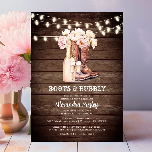 Stiefel & Bubbly Rustikales Cowgirl BRAUTPARTY Einladung