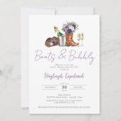 Stiefel & Bubbly Rustikales Western Brautparty Einladung (Vorderseite)