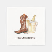 Stiefel & Bubbly Rustikales Western Brautparty Serviette (Vorderseite)