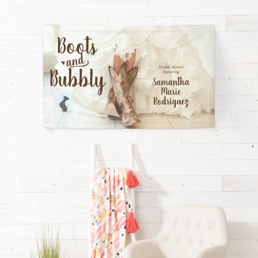 Stiefel & Bubbly Texas Bride in Boots Brautparty Banner (Insitu)
