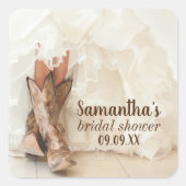 Stiefel & Bubbly Texas Bride in Boots Brautparty Quadratischer Aufkleber (Vorderseite)