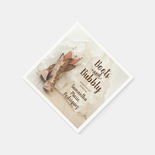 Stiefel & Bubbly Texas Bride in Boots Brautparty Serviette (Ecke)