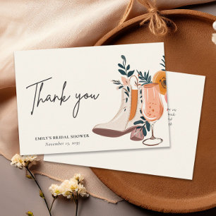 Stiefel & Bubbly Western-Brautabschiedsparty Dankeskarte