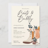 Stiefel & Bubbly Western Brautparty Einladung (Vorderseite)