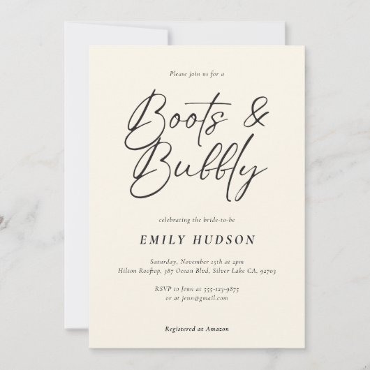 Stiefel & Bubbly Western Brautparty Einladung (Vorderseite)