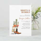 Stiefel & Bubbly Western Brautparty Einladung (Stehend Vorderseite)