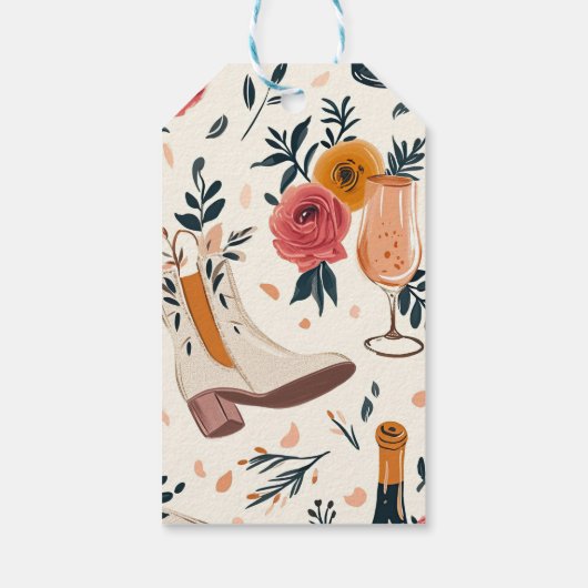 Stiefel & Bubbly Western Brautparty Geschenkanhänger (Rückseite)