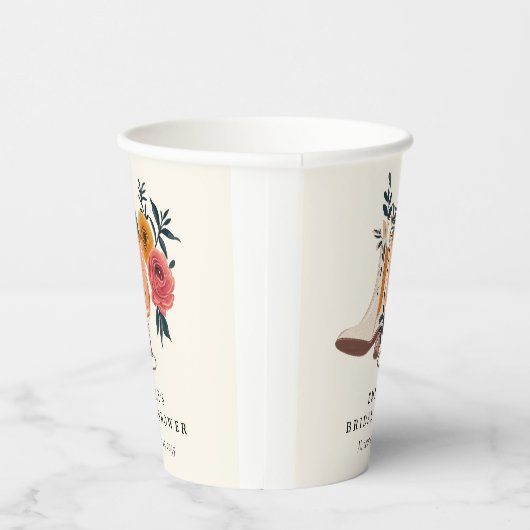 Stiefel & Bubbly Western Brautparty Pappbecher (Rechts)