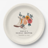 Stiefel & Bubbly Western Brautparty Pappteller (Vorderseite)