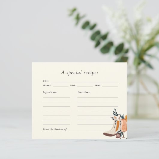 Stiefel & Bubbly Western Brautparty Rezept Card (Stehend Vorderseite)