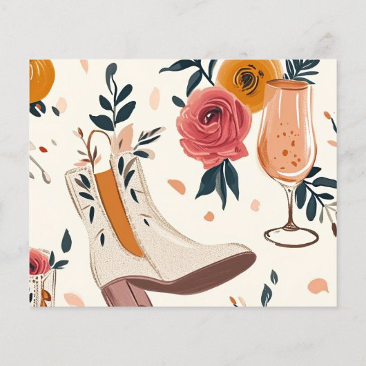 Stiefel & Bubbly Western Brautparty Rezept Card (Rückseite)