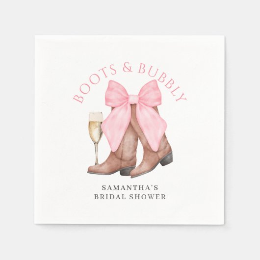 Stiefel Bubbly Western Brautparty Serviette (Vorderseite)