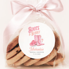 Stiefel & Bubbly Western Cowgirl Pink Brautparty Runder Aufkleber