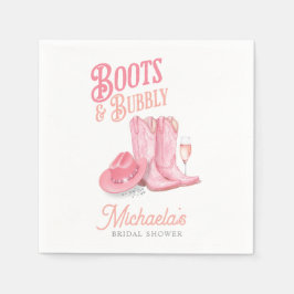 Stiefel & Bubbly Western Cowgirl Pink Brautparty Serviette