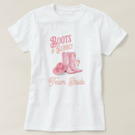 Stiefel & Bubbly Western Cowgirl Pink Brautparty T-Shirt