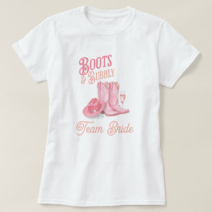 Stiefel & Bubbly Western Cowgirl Pink Brautparty T-Shirt