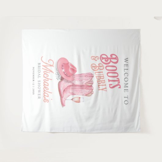 Stiefel & Bubbly Western Cowgirl Pink Brautparty Wandteppich (Vorderseite (Horizontal))