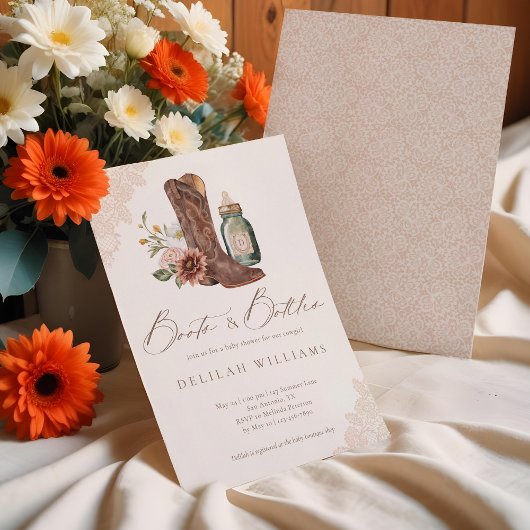 Stiefel & Flaschen Chic Cowgirl Western Babydusche Einladung