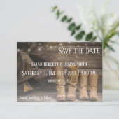 Stiefel für zwei Hochzeiten speichern Sie die Datu Save The Date (Stehend Vorderseite)
