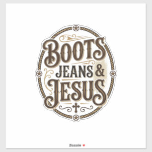 Stiefel Jeans & Jesus Vintage Westerner Glaube Aufkleber