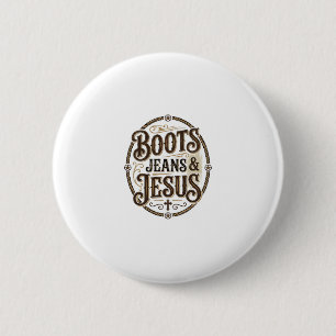 Stiefel Jeans & Jesus Vintage Westerner Glaube Button