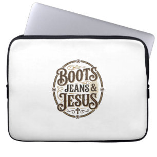 Stiefel Jeans & Jesus Vintage Westerner Glaube Laptopschutzhülle