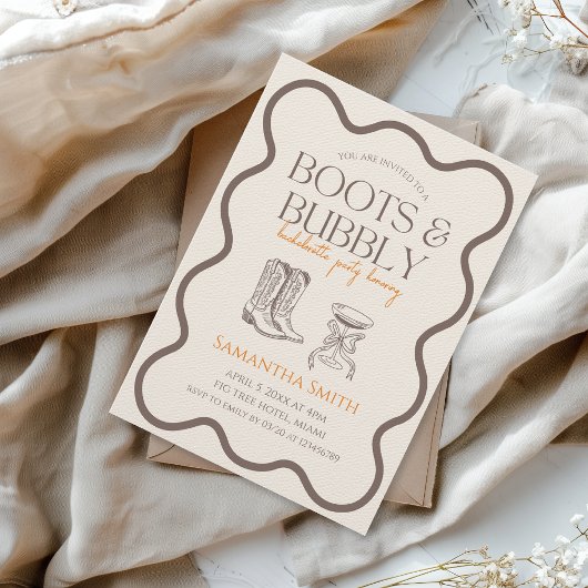 Stiefel & Junggeselinnen-Abschied Handgezogen Einladung