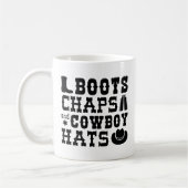 Stiefel Kappen und Cowboyhats Kaffeetasse (Links)