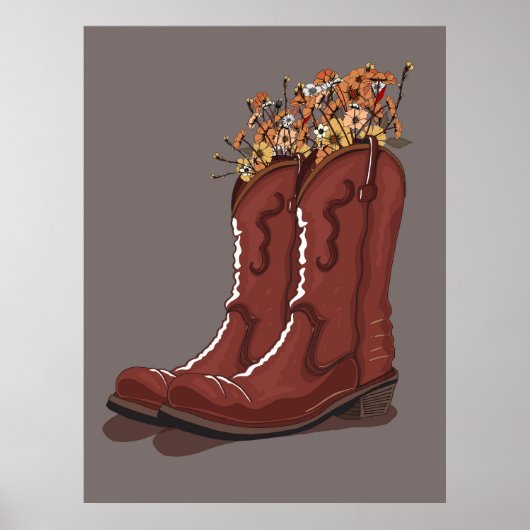 Stiefel mit Wildblumen Poster (Vorne)