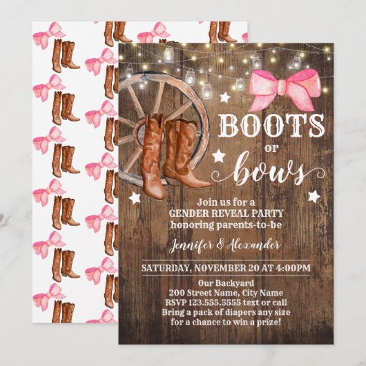 Stiefel oder Bögen für Geschlechtsorgane Einladung (Vorne/Hinten)