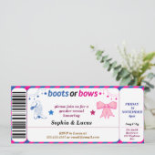 Stiefel oder Bogen Geschlecht zeigen Ticket Style Einladung (Stehend Vorderseite)