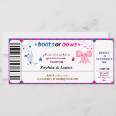 Stiefel oder Bogen Geschlecht zeigen Ticket Style Einladung (Vorderseite)