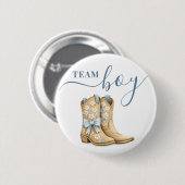 Stiefel oder Bögen Geschlechterenthüllung Blaues T Button (Vorne & Hinten)