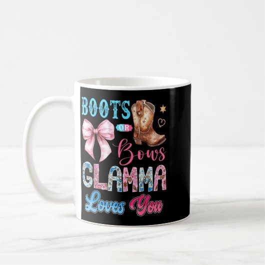Stiefel oder Bogen Glamma liebt Geschlechterenthül Kaffeetasse (Links)