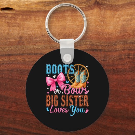 Stiefel oder Bogen große Schwester liebt dich Gesc Schlüsselanhänger (Vorderseite)