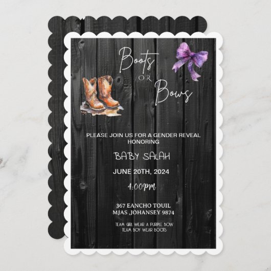 Stiefel oder Bögen? Nur das Baby weiß! Save The Date (Vorne/Hinten)