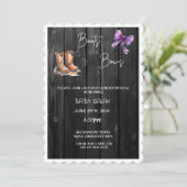 Stiefel oder Bögen? Nur das Baby weiß! Save The Date (Stehend Vorderseite)