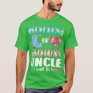 Stiefel oder Bogen Onkel Gender Reveal Baby Shower T-Shirt