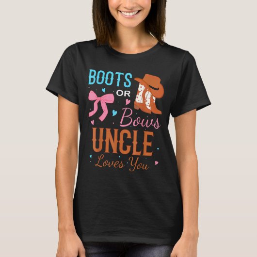 Stiefel oder Bögen Onkel liebt dich Geschlechtsent T-Shirt (Vorderseite)