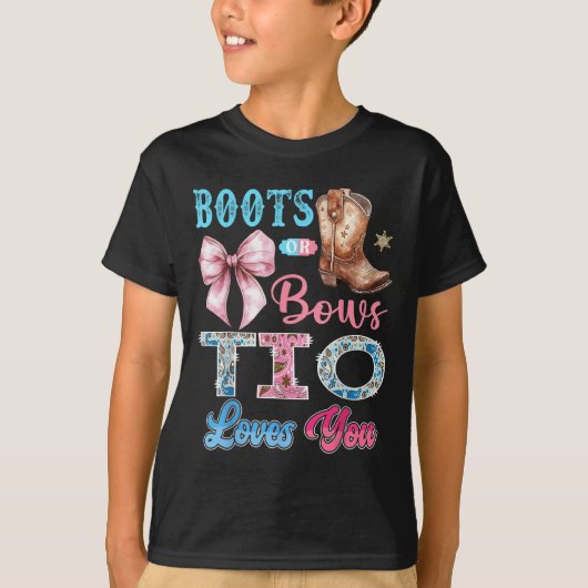 Stiefel oder Bogen Tio Lieben Sie Geschlecht zeige T-Shirt (Vorderseite)