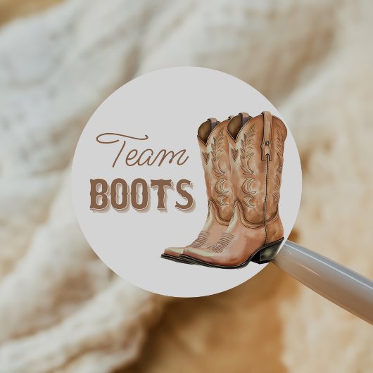 Stiefel oder Bögen Western Geschlecht Enthüllung A Runder Aufkleber