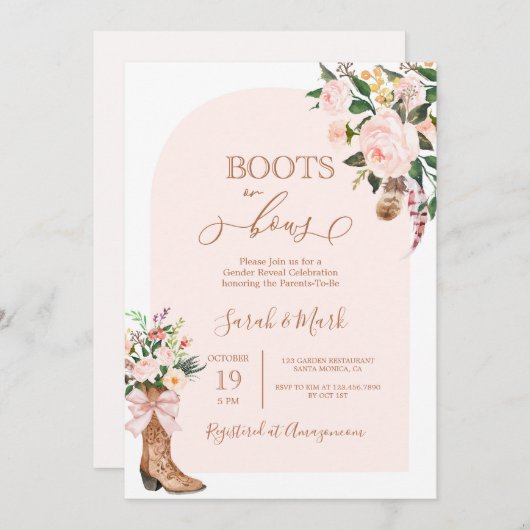 Stiefel oder Bows Baby Shower Girl Einladung (Vorne/Hinten)