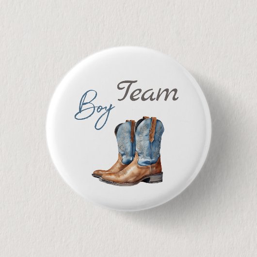 Stiefel oder Bows Blue Pink Gender Reveal Team Boy Button (Vorderseite)