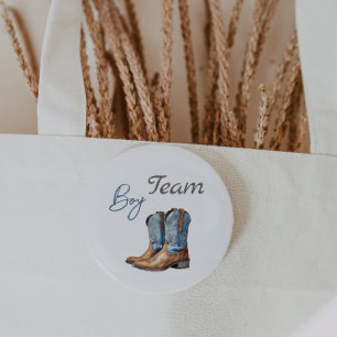 Stiefel oder Bows Blue Pink Gender Reveal Team Boy Button